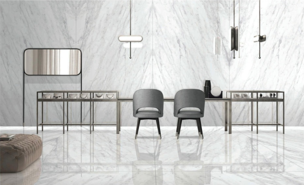 Đá nung kết Pearl White ốp tường